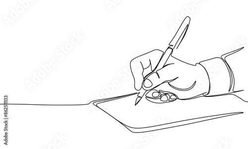 Writing one line continuous. Line art writing. Hand drawn vector art.