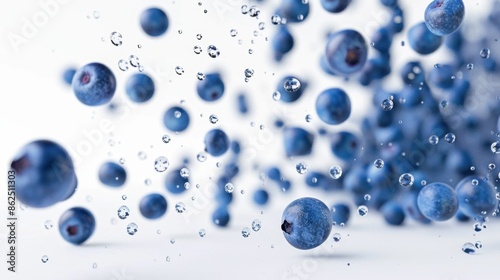Wallpaper Mural Blueberries Falling Through Air with Water Droplets Torontodigital.ca