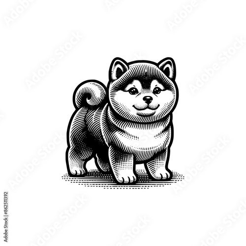 cute shiba inu dog hand drawn art style vector illustration