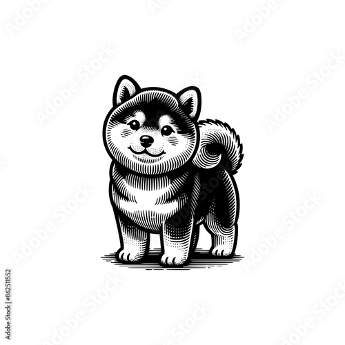 cute shiba inu dog hand drawn art style vector illustration