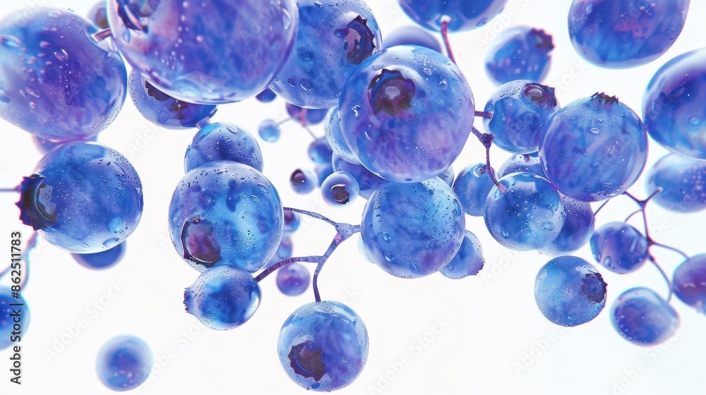 Blueberries Cluster With Water Drops Blueberries Cluster With Water Drops