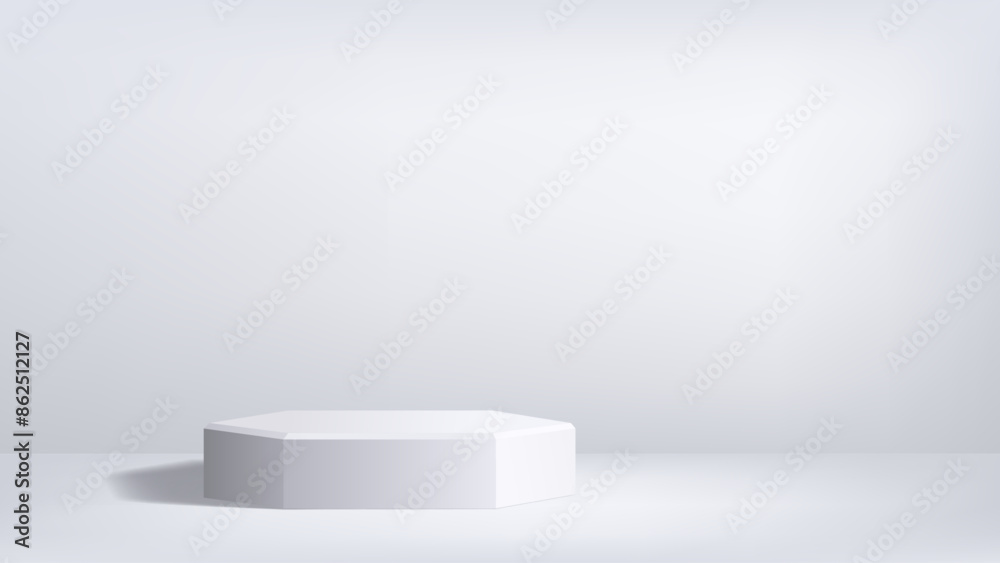 3D podium in minimalist studio background of monochrome gradient white color. Room or photo space with low platform and light spot. Empty vector template for product presentation, banner back. 3D podium in minimalist studio background of monochrome gradient white color. Room or photo space with low platform and light spot. Empty vector template for product presentation, banner back.