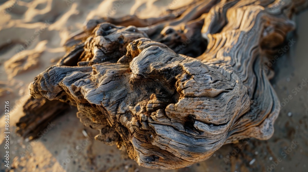 Textured Driftwood Detail at Golden Hour on Beach Textured Driftwood Detail at Golden Hour on Beach