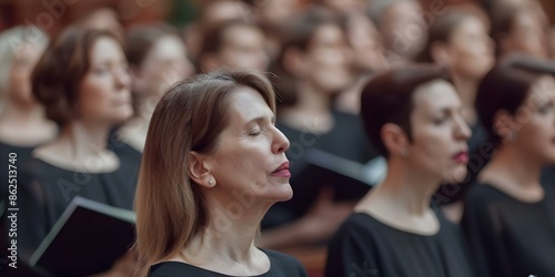The Power of Music Church Choir Singing Hymn Demonstrates Worship and Spiritual Connection. Concept Music in Worship, Spiritual Connection, Church Choir, Hymns Singing, The Power of Music © Ян Заболотний
