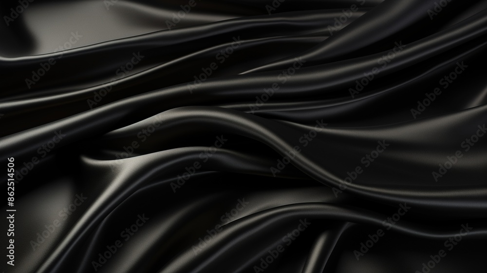 Fototapeta premium Black shiny fabric texture background