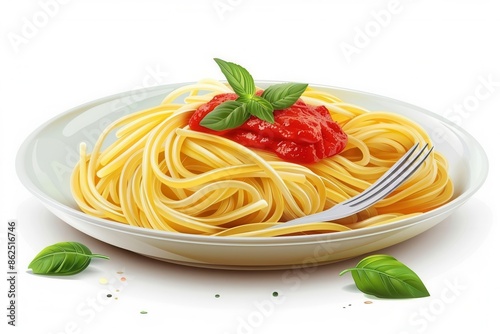 Italian Delight. Mouth-watering plate of pasta with marinara sauce photo