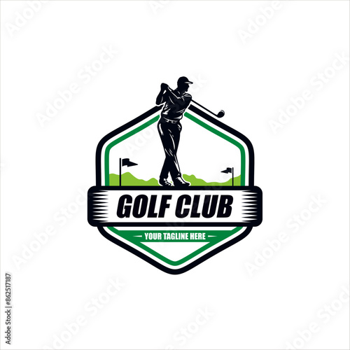 Golfer abstract silhouette, front view. Golf logo