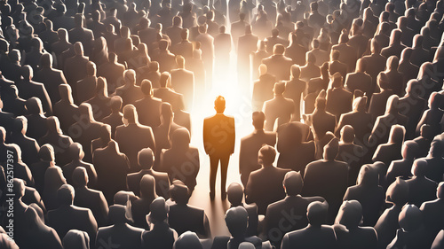 Obraz na płótnie Standing out from crowd individuality and difference concept. AI generated image, ai.