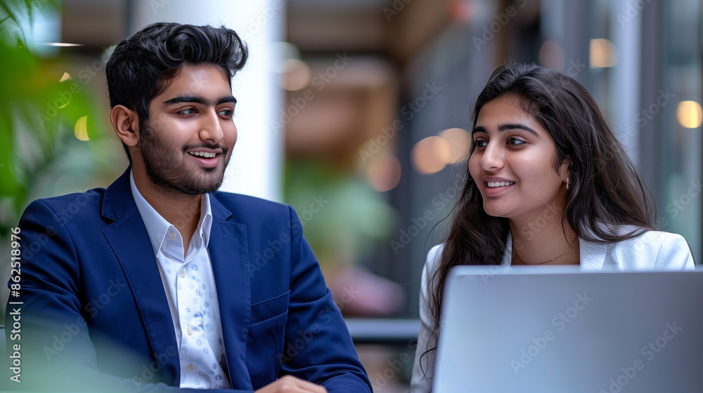 Businesswoman and man working in the office.