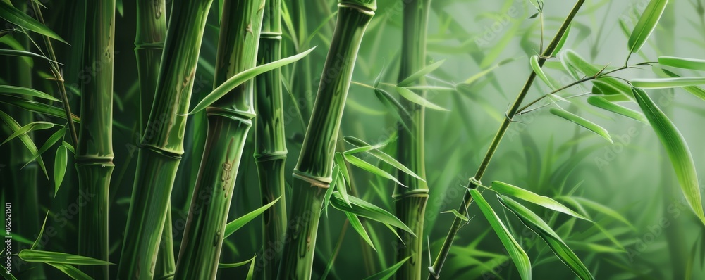 Obraz premium Close-up of vibrant bamboo forest
