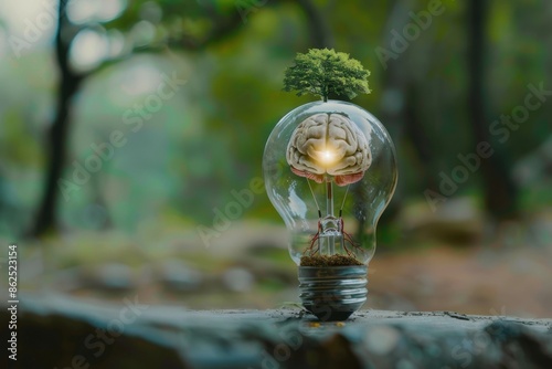 Innovative Tree of Knowledge in Lightbulb Concept photo