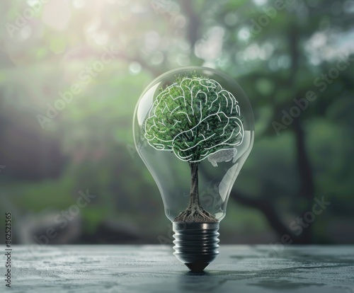 Innovative Tree of Knowledge in Lightbulb Concept photo