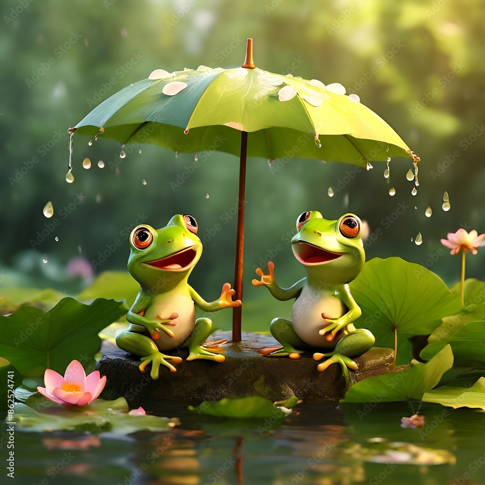 Fototapeta premium frog on the leaf
