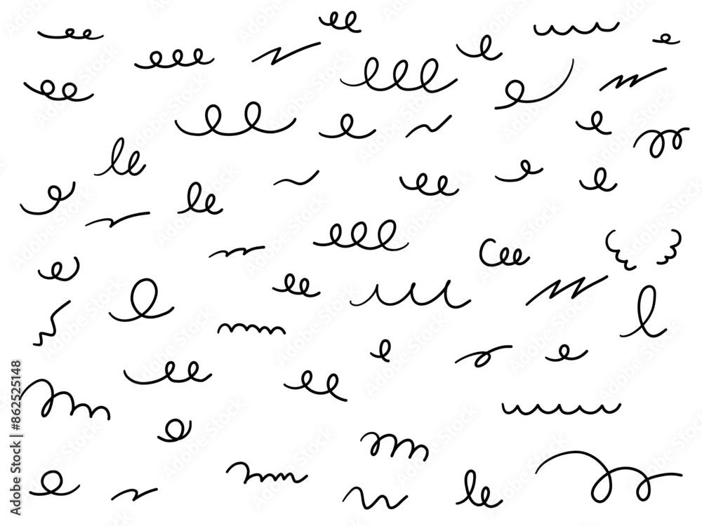 手描きの飾りイラストのベクターイラストセット くるくる 手書き 落書き 手描きの飾りイラストのベクターイラストセット くるくる 手書き 落書き