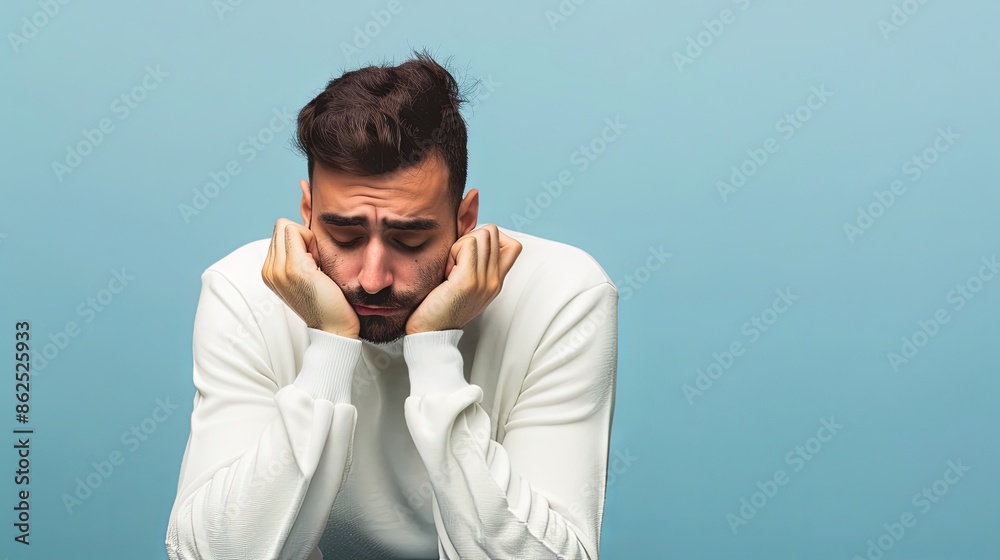 Fototapeta premium Sad man on isolated background