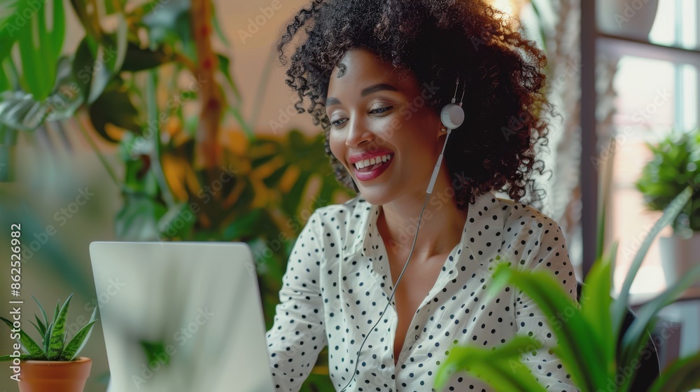 The woman with curly hair The woman with curly hair