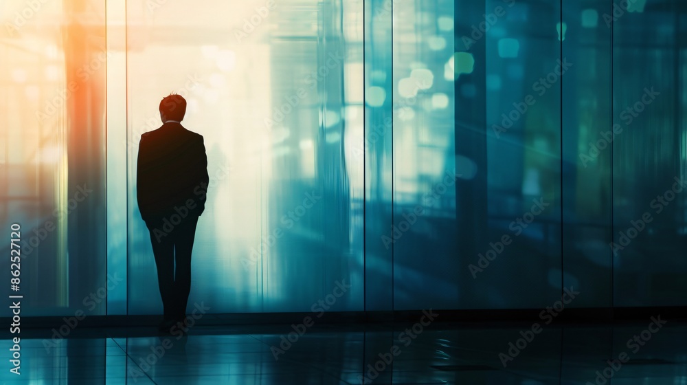 Clear and precise view of a person in formal wear visibly relieved and unharmed after a close call, set against a minimalist backdrop