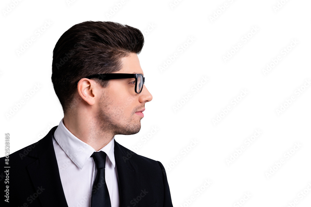 Close-up profile side view portrait of his he nice elegant attractive candid calm guy executive leader expert development agent broker isolated over light gray background Close-up profile side view portrait of his he nice elegant attractive candid calm guy executive leader expert development agent broker isolated over light gray background