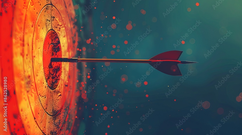 An arrow precisely hitting the target, illustrating business success and goal accomplishment