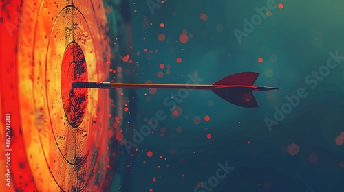An arrow precisely hitting the target, illustrating business success and goal accomplishment