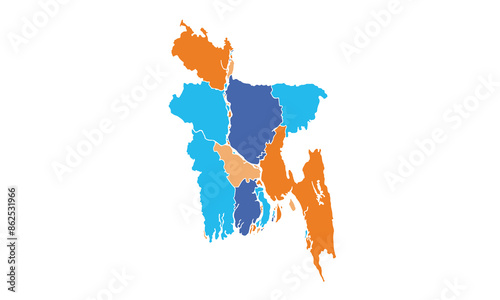 Bangladesh isolated modern colorful style. for website layouts, background, education, precise, customizable, Travel worldwide, map silhouette backdrop, earth geography, political, reports.