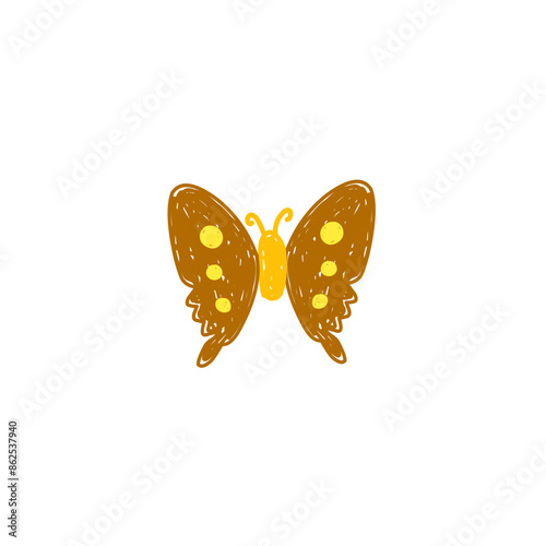 child drawing butterfly