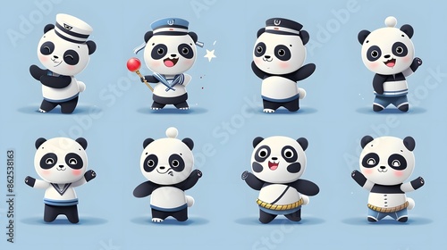 Baby cartoon Panda in sailor costume.  © Farid
