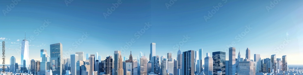 City Panorama. Modern Skyline with Architectural Landscape and Urban Skyscrapers in Daylight City Panorama. Modern Skyline with Architectural Landscape and Urban Skyscrapers in Daylight