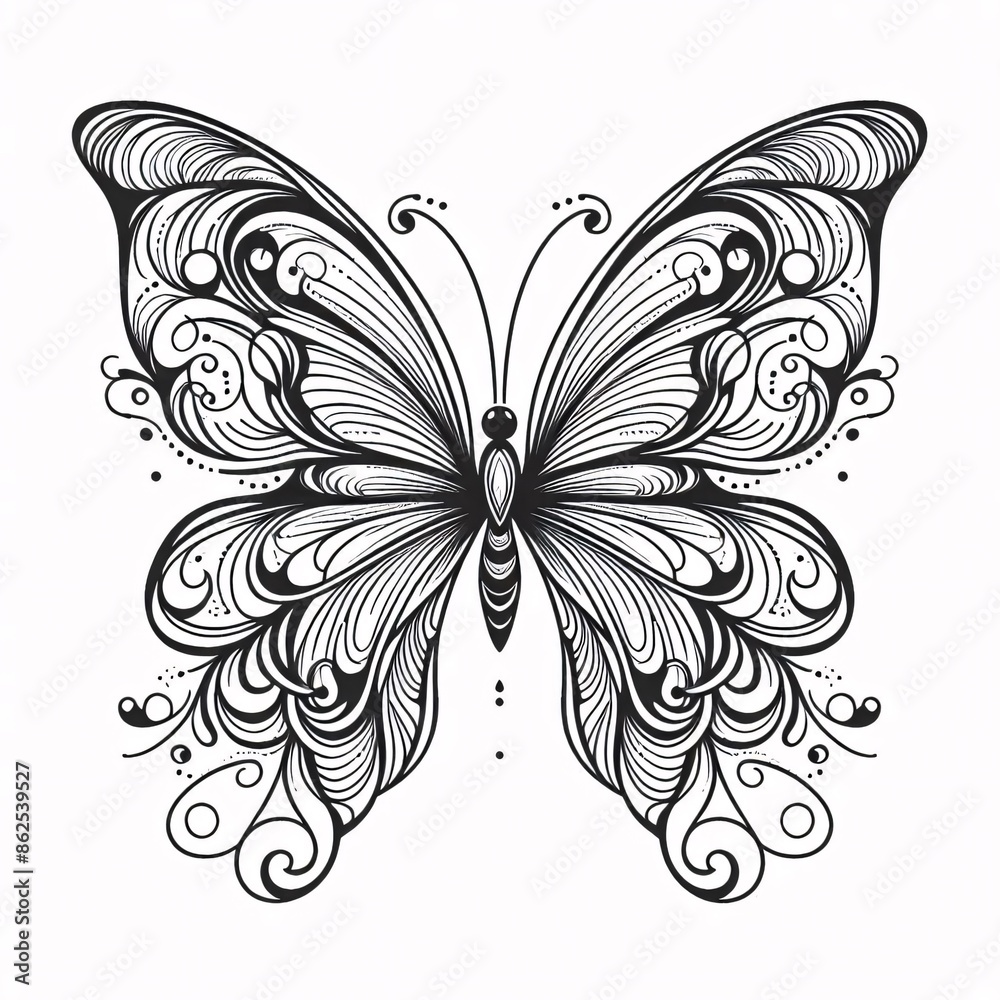 Elegant Line Art of a Butterfly Elegant Line Art of a Butterfly