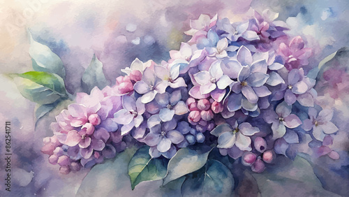 A beautiful syringa watercolor background