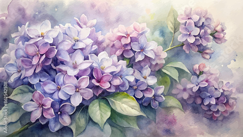 A beautiful syringa watercolor background