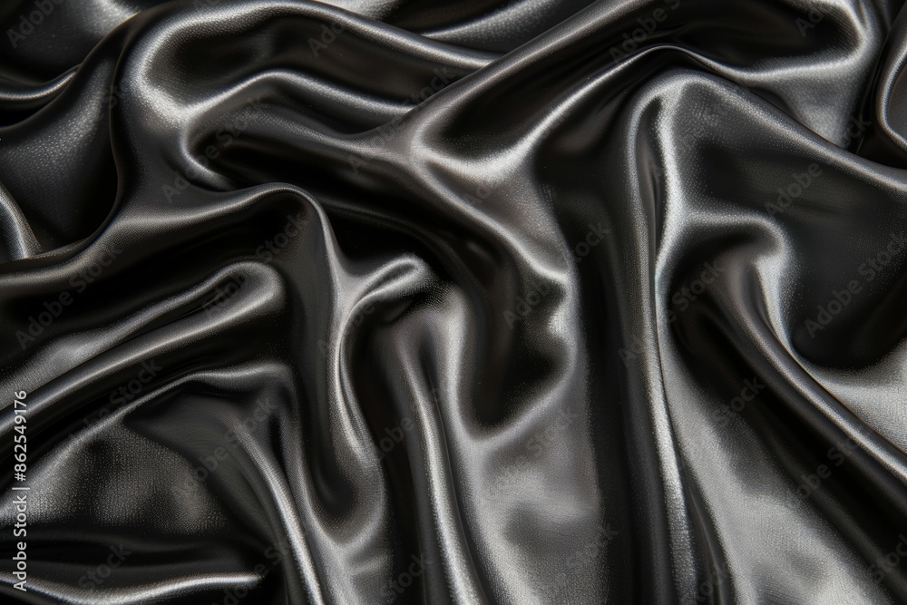 Luxurious black silk fabric texture with elegant waves Luxurious black silk fabric texture with elegant waves