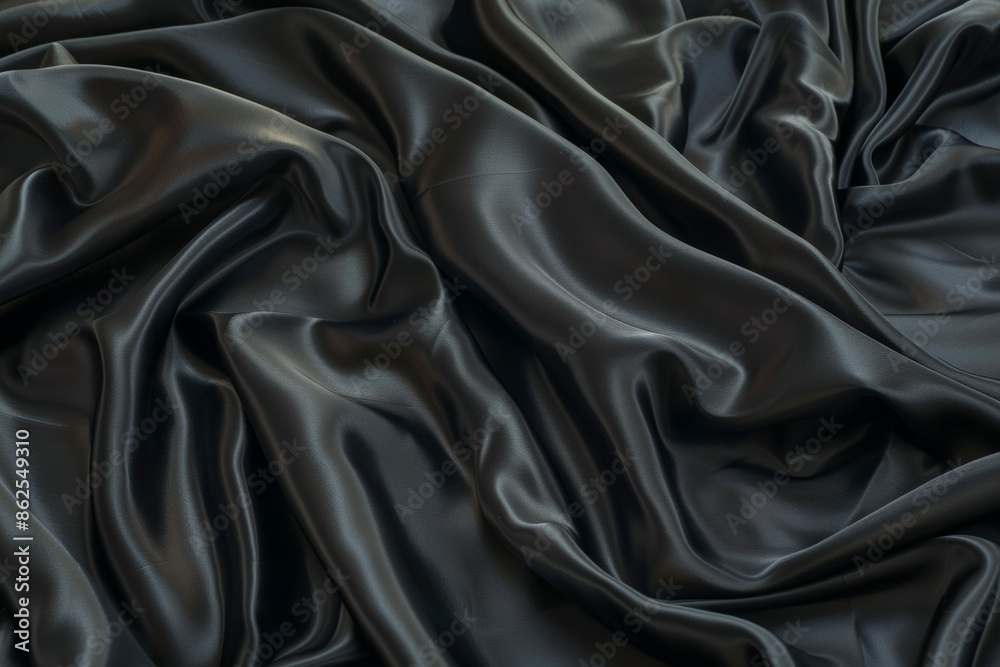 Elegant black satin fabric with luxurious folds Elegant black satin fabric with luxurious folds