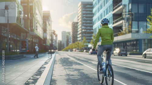 Wallpaper Mural The cyclist on the city road Torontodigital.ca