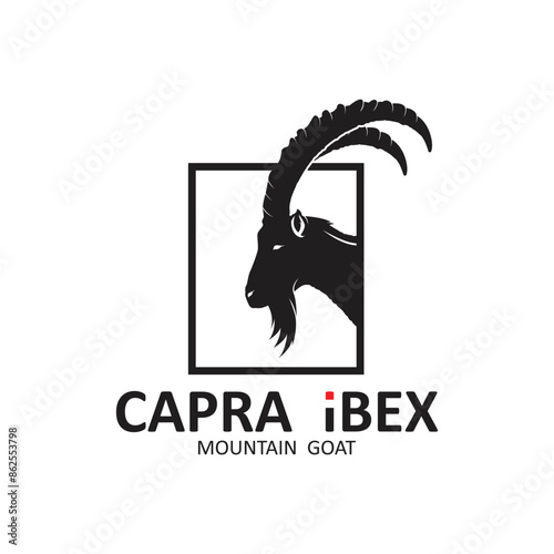 capra ibex logo vector icon illustration design template, this logo suitable for adventure, survive and hiking