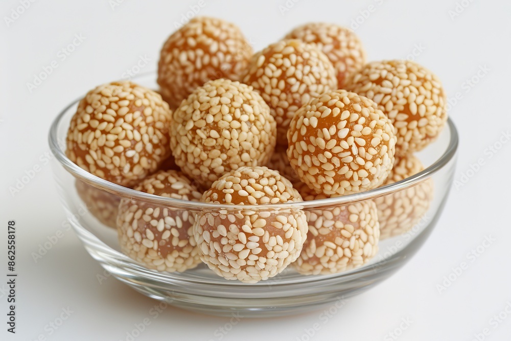 photo of Sesame Balls, solid white background photo of Sesame Balls, solid white background