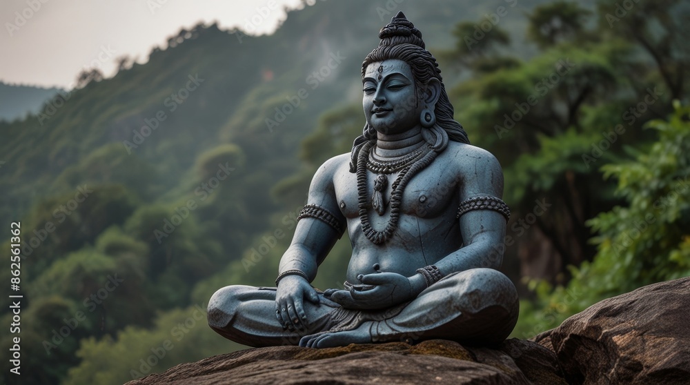 Fototapeta premium Serene Shiva Statue in Nature