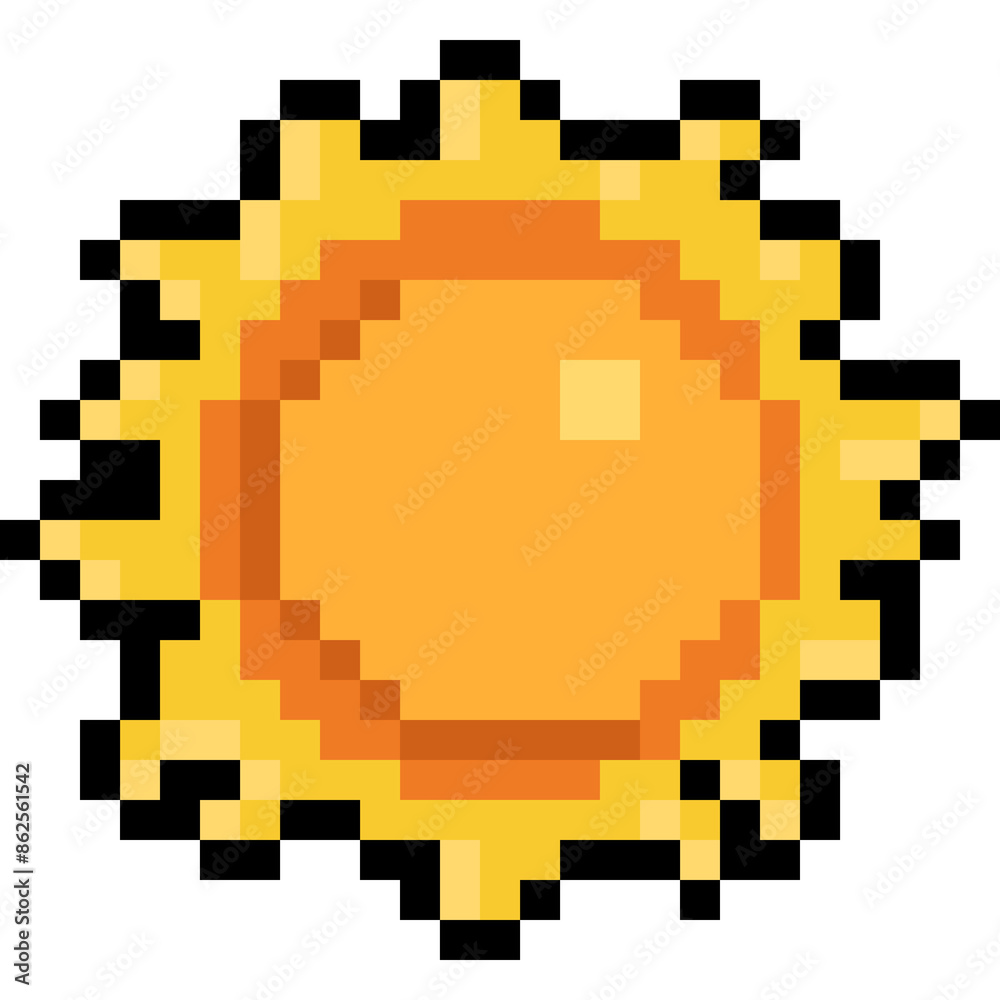 Pixel art cartoon summer sun icon Pixel art cartoon summer sun icon