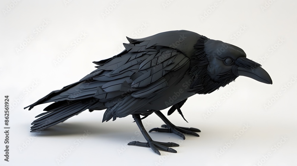 Naklejka premium Cartoon crow isolated on white background. 