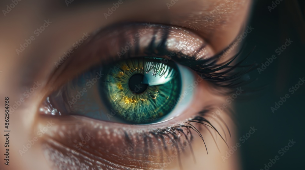 A vivid close-up of a green eye, set against a minimalistic backdrop with ample copy space, creating a clean and modern composition. A vivid close-up of a green eye, set against a minimalistic backdrop with ample copy space, creating a clean and modern composition.