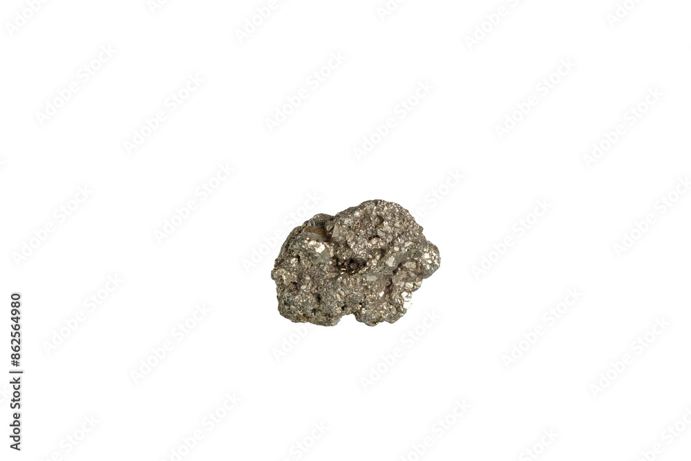 pyrite mineral stone macro on white background