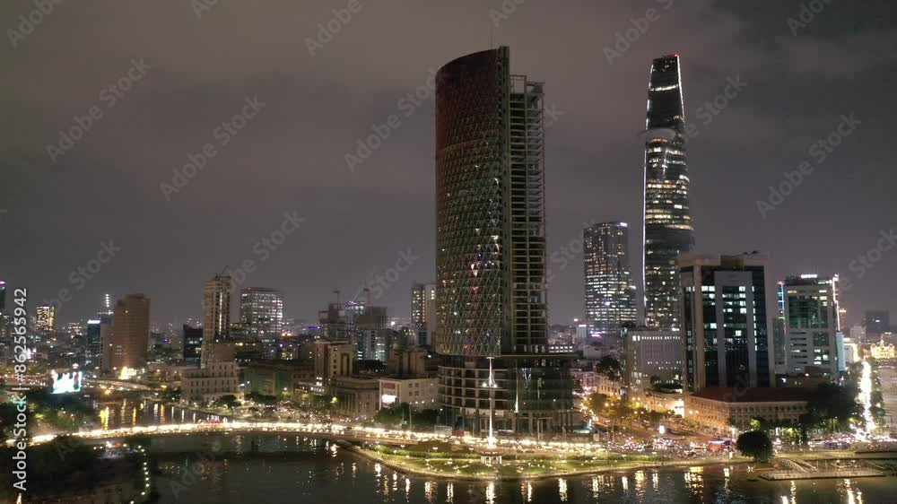 Aerial view of Ho Chi Minh City skyline in Vietnam at night Aerial view of Ho Chi Minh City skyline in Vietnam at night