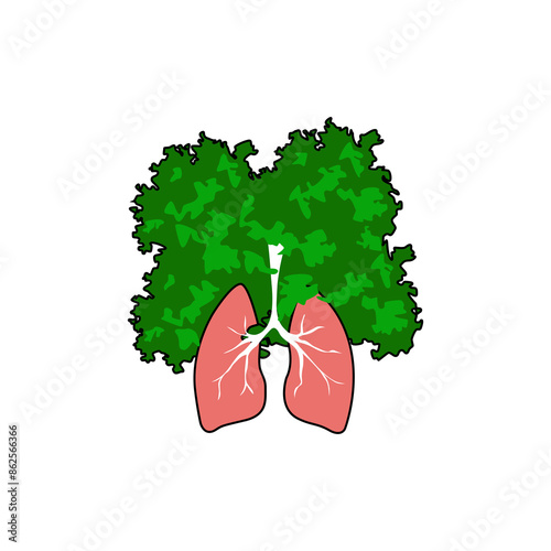 Tree with lung vector image. Editable