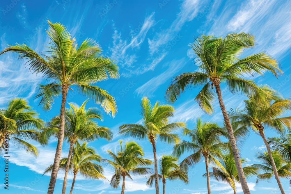 Palm Trees USA - Paradise Beach Travel Destination with Rows of Beautiful Tropical Trees Palm Trees USA - Paradise Beach Travel Destination with Rows of Beautiful Tropical Trees