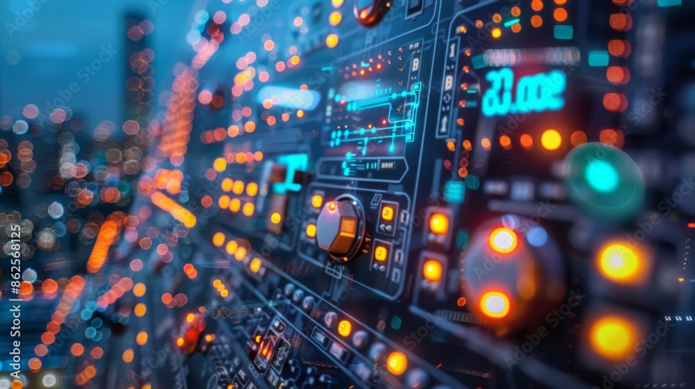 The image shows a close-up of a computer circuit board with a blue background The image shows a close-up of a computer circuit board with a blue background