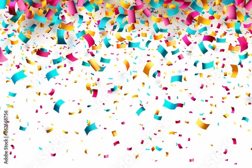 Colorful confetti falling festive decoration for party celebration illustration on white background