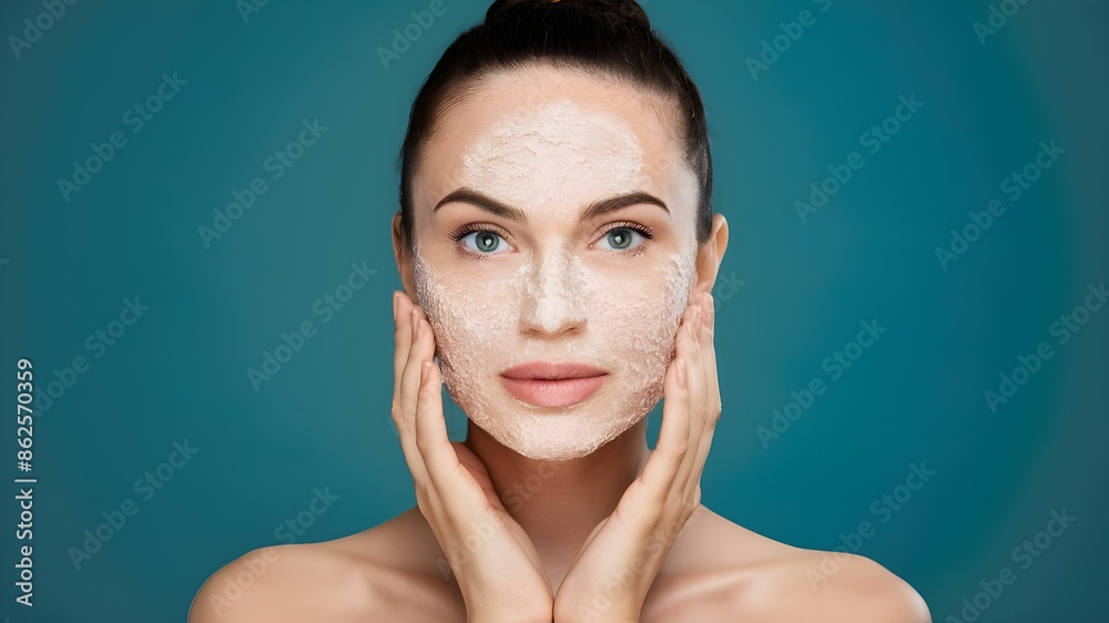 Girl in a clay mask. Cosmetology procedure Girl in a clay mask. Cosmetology procedure