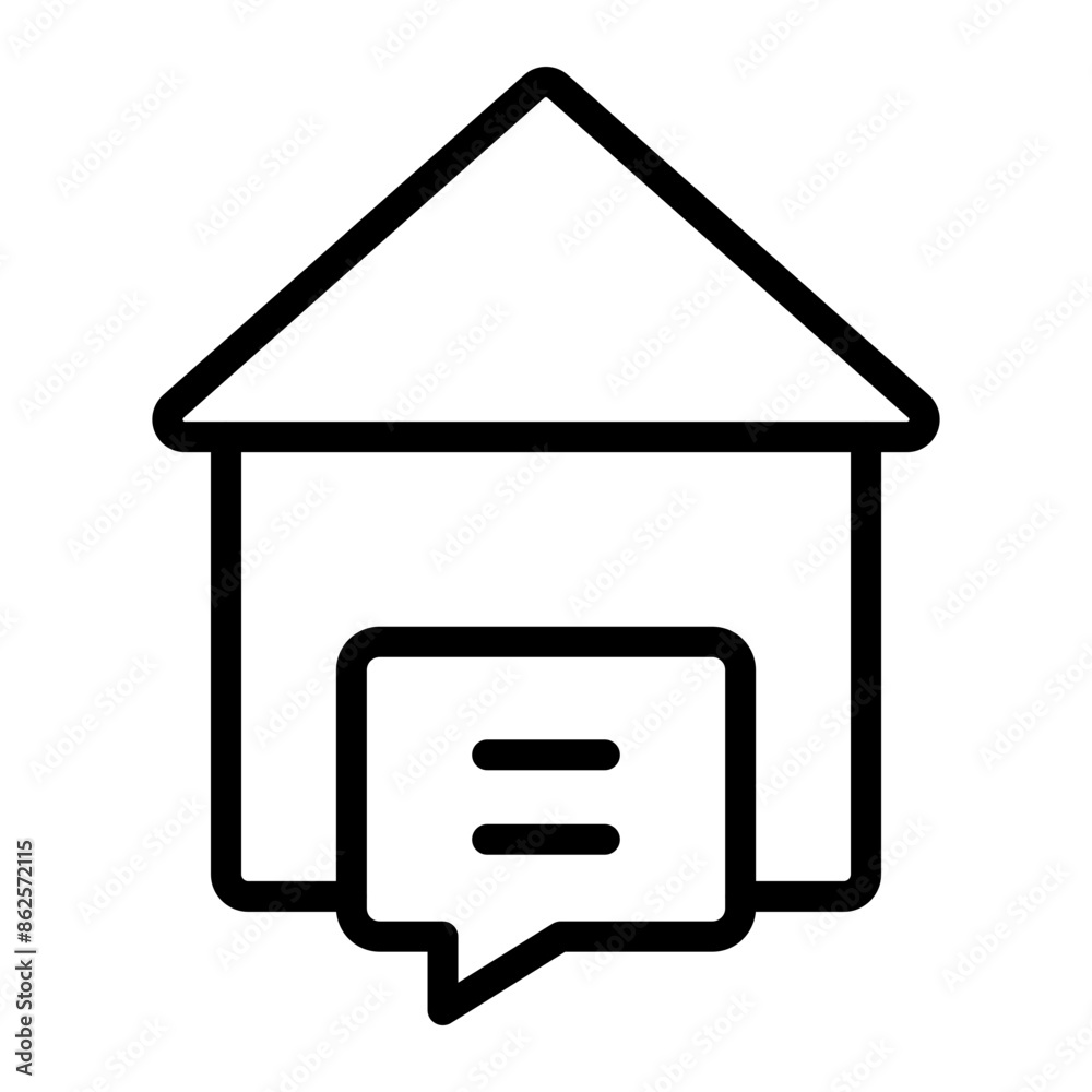 Home Message Vector Line icon design Home Message Vector Line icon design