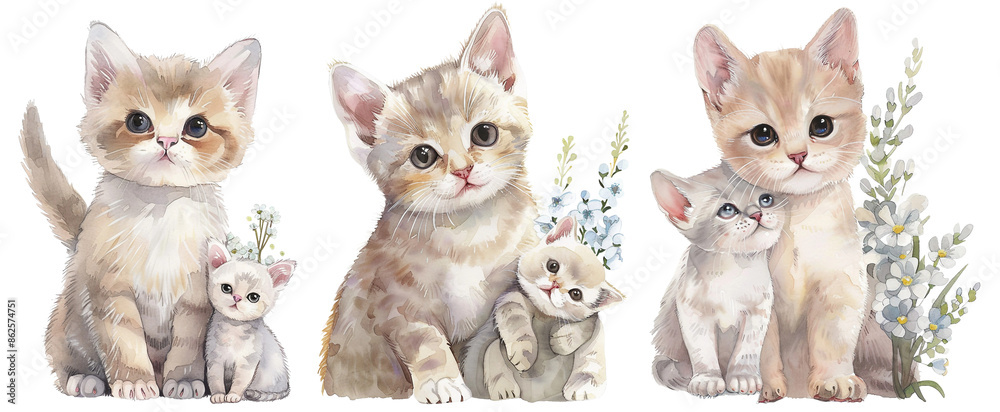 A group of cute kittens and flowers A group of cute kittens and flowers