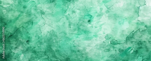 An old vintage watercolor paper texture grain background with blue green paint splashes and blotches, fringe bleed wash and bloom design and blobs of paint